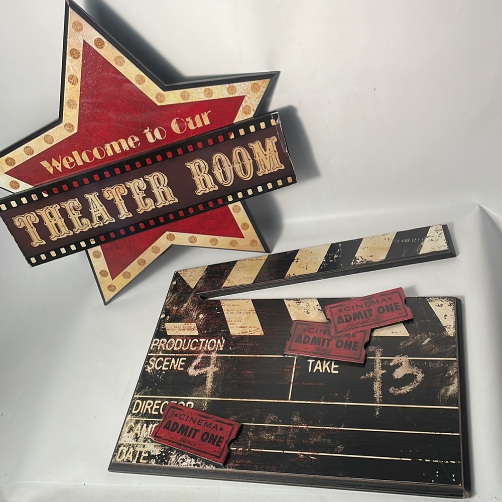 vintage wooden novelty home theatre wall decor * perfect for Halloween